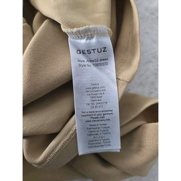 Gestuz AnkaGZ Camel Tan Knee Length Minimalist Sheath Dress MED Career Neutral - Picture 8 of 12